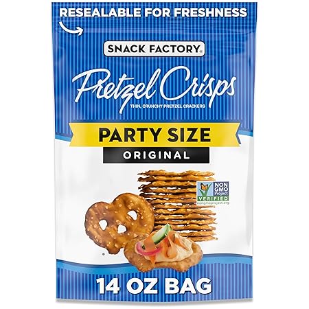 Snack Factory Original Pretzel Crisps, Non-GMO, 14 oz Party Size Bag
