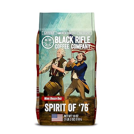 Black Rifle Coffee Company Spirit of 76, 18oz Bag, Ground Coffee Medium Roast - Roasted Blend Made from Arabica Beans - Colombian & Brazilian Beans - Veteran Founded & American Made