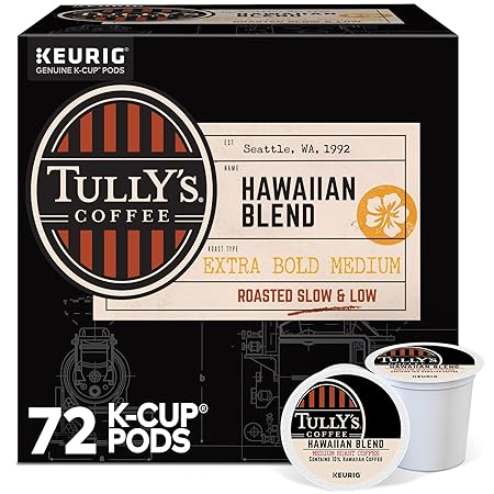 Tully's Coffee Hawaiian Blend Keurig Single-Serve K-Cup Pods, Medium Roast, 72 Count