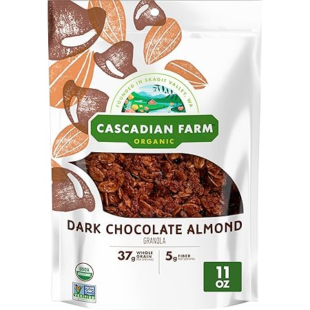 Cascadian Farm Organic Granola, Dark Chocolate Almond Cereal, Resealable Pouch, 11 oz