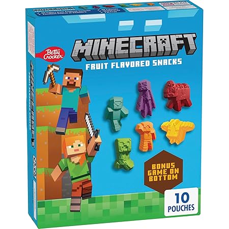 Betty Crocker Minecraft Fruit Flavored Kids Snacks, Fat Free and Gluten Free Snack, 8 oz (10 Pouches)