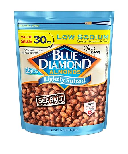 Blue Diamond Almonds, Lightly Salted Value Pantry Bag Snack Nuts Perfect for On-the-Go, Lunch, Healthy Snacking in a Resealable Bag, 30 oz.