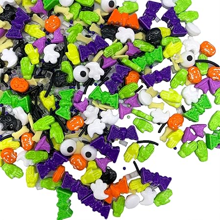 Halloween Sprinkles Edible Candy Eyes for Decorating Eyeballs Skull Bones Bats Pumpkins Sprinkles Halloween Themed Desserts Cookies Baking Cake Cupcakes Toppers Decoratings