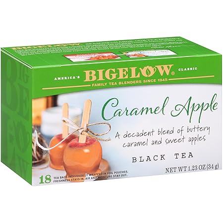 Bigelow Tea Caramel Apple Black Tea, Caffeinated Tea with Caramel and Apple, Holiday and Christmas Tea, 18 Count Box (Pack of 6), 108 Total Tea Bags