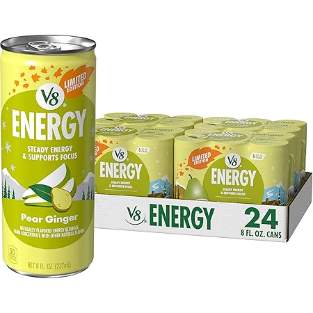 V8 Energy Pear Ginger Energy Drink, 8 fl oz Can (24 Pack)