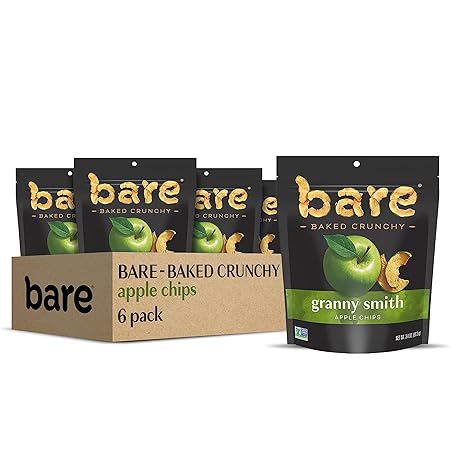 Bare Baked Crunchy Apple Chips, Granny Smith, Gluten Free, 3.4 Ounce Bag, 6 Count