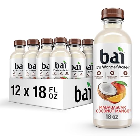 Bai Antioxidant Infused Water Beverage, Madagascar Coconut Mango, with Vitamin C and No Artificial Sweeteners, 18 Fluid Ounce Bottle, 12 Pack
