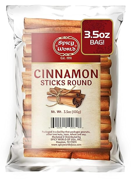Spicy World Cinnamon Sticks 3.5 Ounce Bag - Perfect for Baking, Cooking & Beverages - 3+ Inches Length - Cassia Saigon Cinnamon from Vietnam