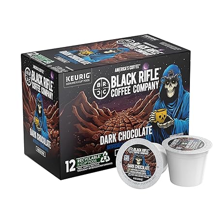 Black Rifle Coffee Company Dark Chocolate K-Cups, Rounds 12-count– Rich Dark Chocolate Favor Blended with Bold Roast in Convenient Pods