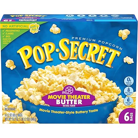 Pop Secret Microwave Popcorn, Movie Theater Butter Flavor, 3.2 Oz Sharing Bags, 6 Ct