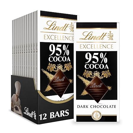Lindt EXCELLENCE 95% Cocoa Dark Chocolate Bar, Dark Chocolate Candy, 2.8 oz. (12 Pack)