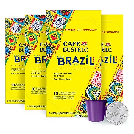 Café Bustelo Aluminum Espresso Capsules, Brazil Blend, Nespresso Original Line Compatible, Intensity 11, 40 Count