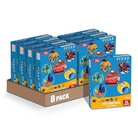 Disney Pixar Fruit Flavored Snacks, Gummy Treat Pouches, 10 ct (Pack of 8)