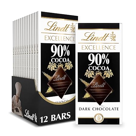 Lindt EXCELLENCE 90% Cocoa Dark Chocolate Candy Bar, Halloween Candy, 3.5 oz. Bar (12 Pack)