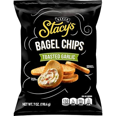 Stacy's Bagel Chips, Toasted Garlic Baked Chips, 7 Oz Snack Bag