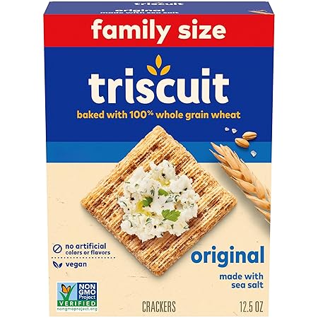 Triscuit Original Whole Grain Wheat Crackers, Vegan Crackers, Healthy Snacks, Lunch Snacks, Family Size, 12.5 oz