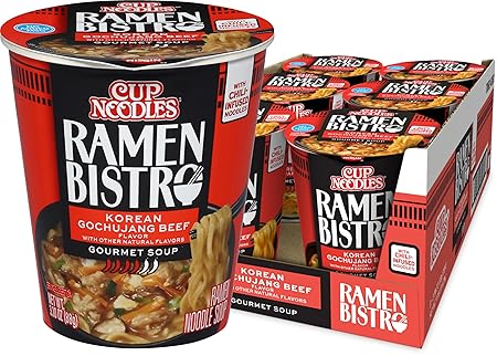 Nissin Cup Noodle Ramen Bistro, Korean Gochujang Beef, 3.1 Ounce (Pack of 6)