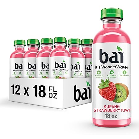 Bai Antioxidant Infused Water Beverage, Kupang Strawberry Kiwi, with Vitamin C and No Artificial Sweeteners, 18 Fluid Ounce Bottle, 12 Pack