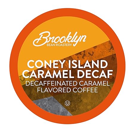 Brooklyn Beans Coffee Pods, Coney Island Caramel Decaf - Compatible with Keurig K Cup Brewers Including 2.0 Machines, 40 Count, Creamy Caramel Flavor