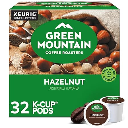 Green Mountain Coffee Roasters Hazelnut Keurig Single-Serve K-Cup Pods, Light Roast Coffee, 32 Count