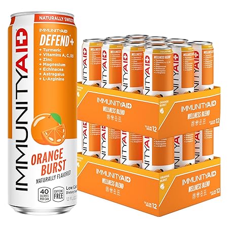 LIFEAID ImmunityAid Support Blend Echinacea, Zinc, Astragalus and Vitamin C No Artificial Flavors or Sweeteners Contains 100% Clean, Vegan and Gluten-free No Caffeine, 12 Fl Oz (Pack of 24)