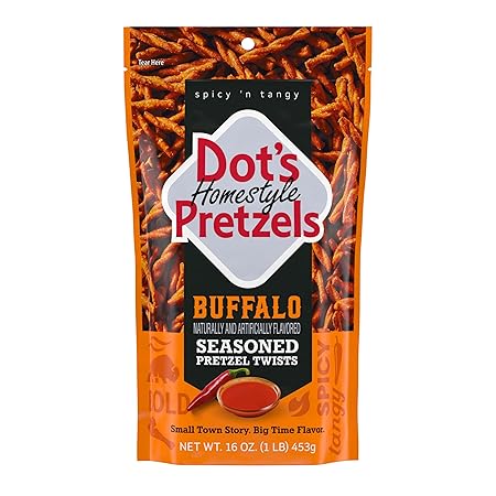Dot's Pretzels Buffalo Seasoned Pretzel Twist Snack, 16oz Grocery Sized Bag