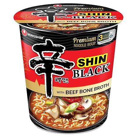 Nongshim Shin Black Noodle Soup, Spicy, 3.5 Ounce (Pack of 6)