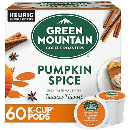 Green Mountain Coffee Roasters Pumpkin Spice, Keurig Single-Serve K-Cup Pods, Light Roast Coffee, 60 Count (6 Packs of 10)