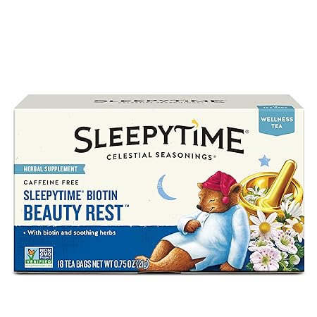 Celestial Seasonings Sleepytime Biotin Beauty Rest Tea, 18 Tea Bags Box