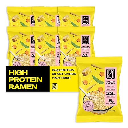 immi Creamy "Chicken" Ramen, 100% Plant Based, Keto Friendly, High Protein, Low Carb, Packaged Noodle Meal Kit, Ready to Eat, 6 Pack