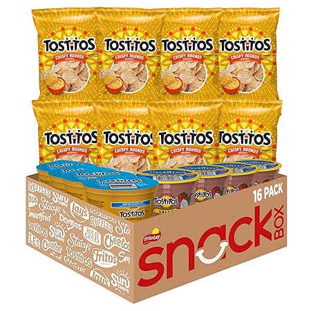 Tostitos Tortilla Chips Chip & Salsa Pack, 3oz Tostitos Crispy Rounds & 3.8oz Medium Salsa (16 count)