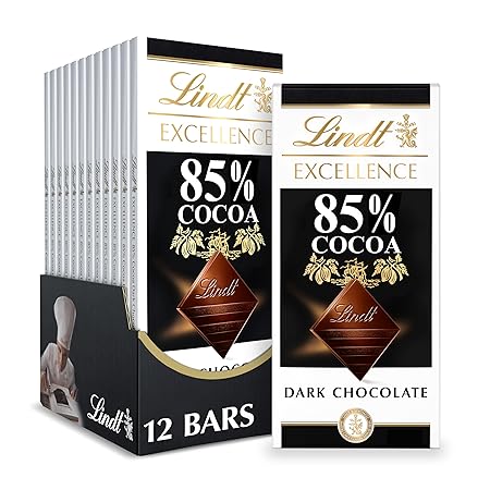 Lindt EXCELLENCE 85% Cocoa Dark Chocolate Candy Bar, Halloween Candy, 3.5 oz. Bar (12 Pack)