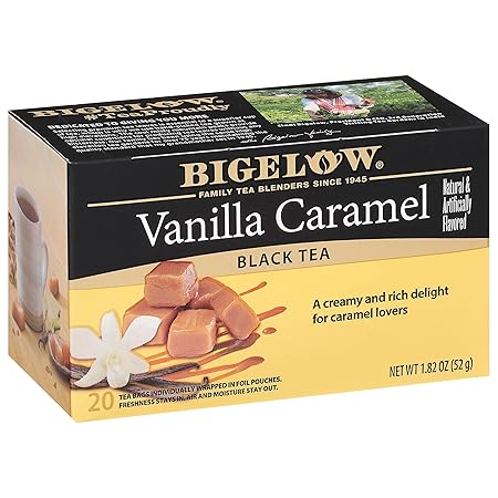 Bigelow Tea Vanilla Caramel Black Teabags Box, Caffeinated, 20 Count, Pack of 6