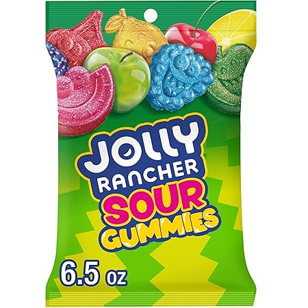 JOLLY RANCHER Sour Gummies Assorted Fruit Flavored Candy Bag, 6.5 oz