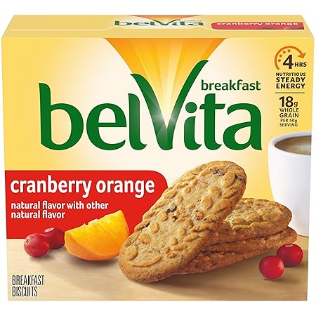 belVita Cranberry Orange Breakfast Biscuits,(5 Biscuits Per Pack)(Pack of 5)