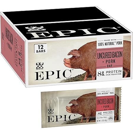 EPIC Uncured Bacon Protein Bars, Paleo Friendly, 12 ct, 1.5 oz Bars