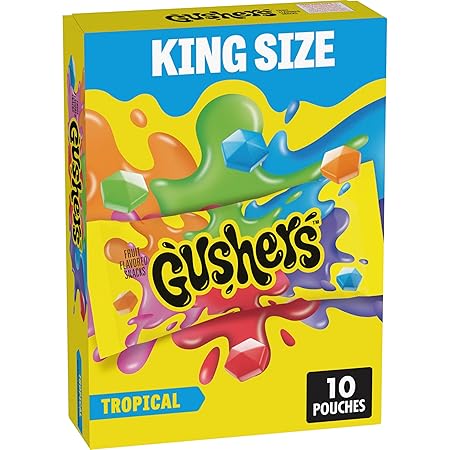 Gushers Fruit Flavored Snacks, King Size Pouches, Tropical Flavor, 10 Ct, 19 oz