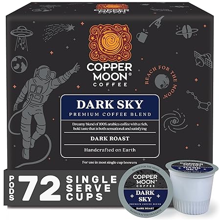Copper Moon Single Serve Coffee Pods for Keurig K-Cup Brewers, Dark Roast, Dark Sky Blend, 72 Count