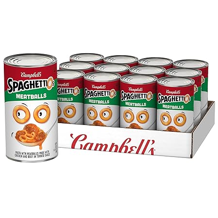 SpaghettiOs Canned Pasta with Meatballs, 22.2 oz Can (Pack of 12)