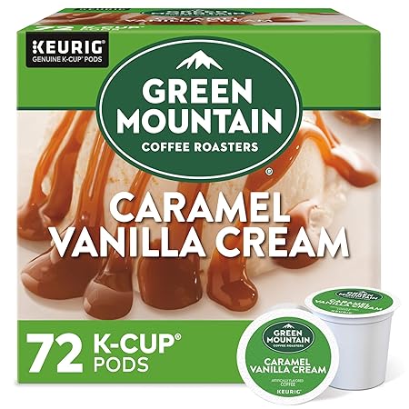 Green Mountain Coffee Roasters Caramel Vanilla Cream Keurig Single-Serve K-Cup pods, Light Roast Coffee, 72 Count