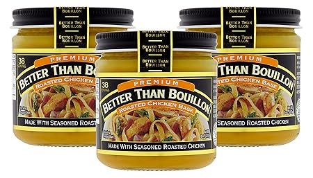 Better Than Bouillon Premium Roasted Chicken Base, Made with Seasoned Roasted Chicken, 38 Servings, Blendable Base for Added Flavor, 8-Ounce Jar (Pack of 3)