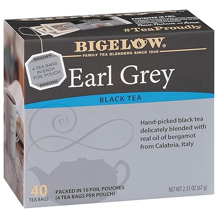 Bigelow Tea Earl Grey Black Tea, Caffeinated Tea, 40 Count Box (Pack of 6), 240 Total Tea Bags