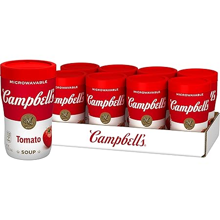 Campbell's Sipping Soup, Classic Tomato Soup, 11.1 Oz Microwavable Cup (Case of 8)