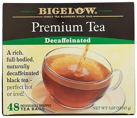Bigelow 48 Count Premium Decaffeinated Blend Black Tea, Contains 48 Individually Wrapped Tea Bags, Decaf Tea