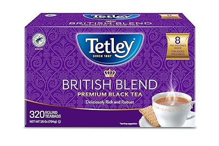 Tetley British Blend Premium Black Tea, 320 Teabags, Rainforest Alliance Certified