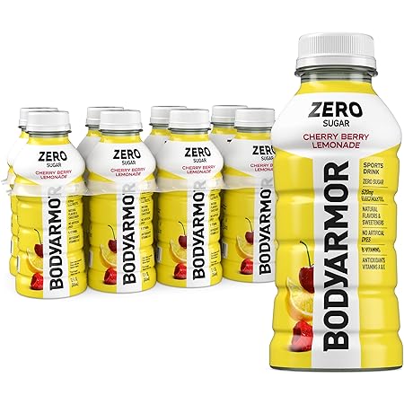 BODYARMOR ZERO Sugar Cherry Berry Lemonade, Sugar Free Sports Drink - Low-Calorie Hydration - Natural Flavors with Potassium Packed Electrolytes, Antioxidants, and B-vitamins,12 fl oz (pack of 8)