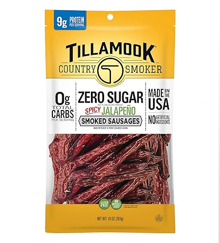Tillamook Country Smoker Keto Friendly Zero Sugar Smoked Sausages, Spicy Jalapeño, 10 Ounce