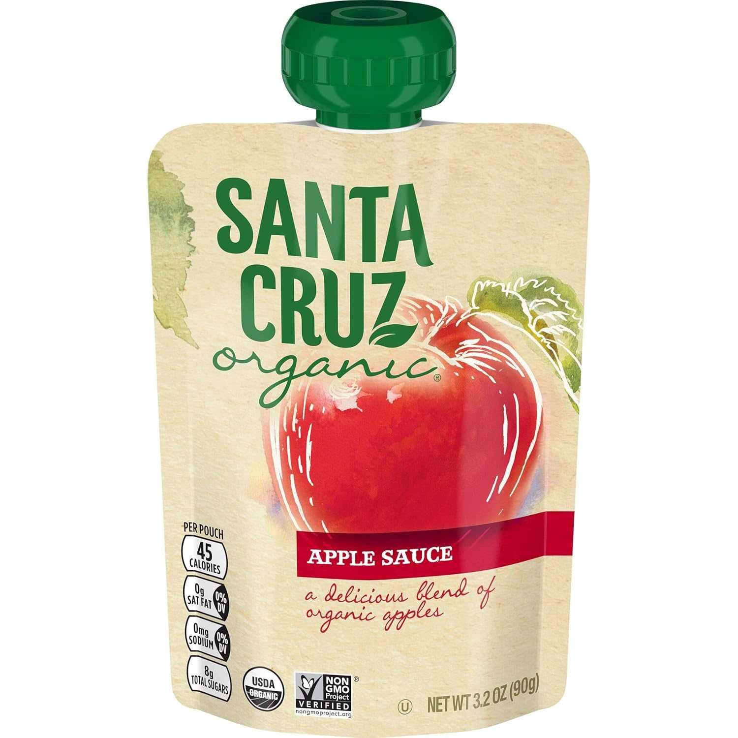 SANTA CRUZ ORGANIC: Apple Sauce 4x3.2oz Pouches, 12.8 Oz