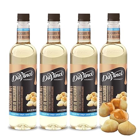 DaVinci Gourmet Sugar-Free Macadamia Nut Syrup, 25.4 Fluid Ounces (Pack of 4)