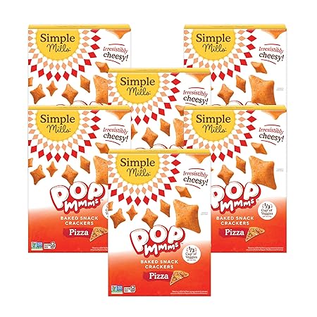 Simple Mills Pop Mmms Baked Snack Crackers, Pizza, Nothing Artificial, Kosher, Gluten Free & Non-GMO, 4 Ounce (Pack of 6)